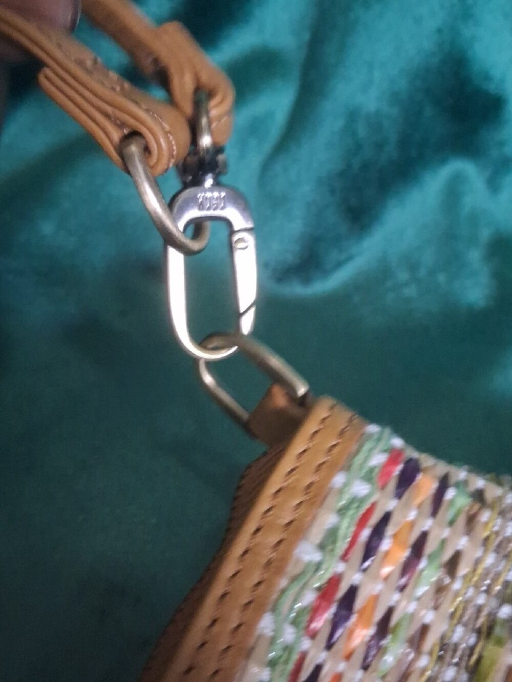 HOBO Multicolor Woven Crossbody with Tan Leather Strap - Picture 4 of 7